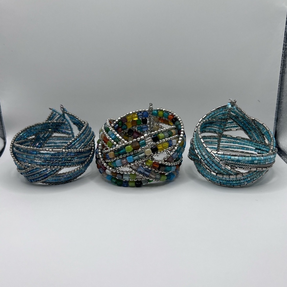 3 Pearl bead cuff bracelets